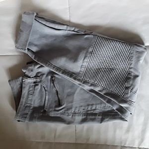 DONATED // Roolee Light Grey Moto Skinny Jeans